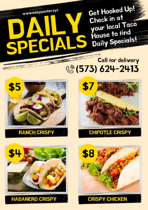 Specail Menu Toco Taco Special Menu Template | PosterMyWall
