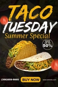 Taco Tuesday Ads Cartel de 4 × 6 pulg. template