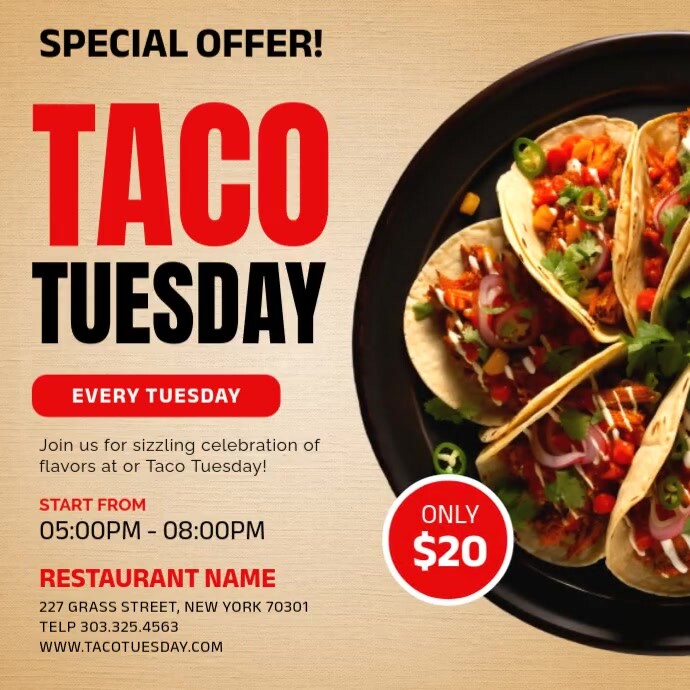 taco tuesday Instagram 帖子 template
