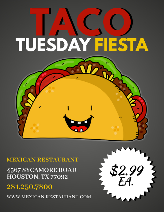 Taco Tuesday Fiesta Flyer Template Iflaya (Incwadi ye-US)