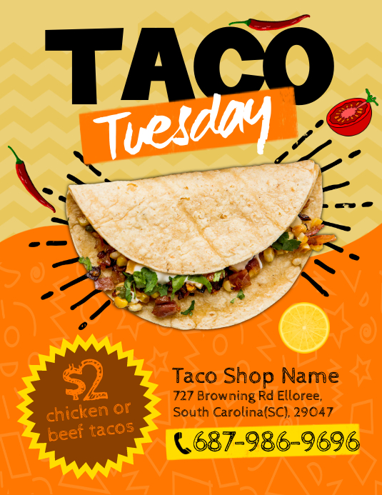 Taco Tuesday Flyer Volante (Carta US) template