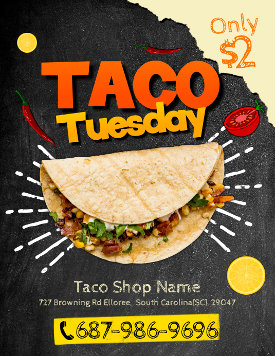 Taco Tuesday Flyer Iflaya (Incwadi ye-US) template