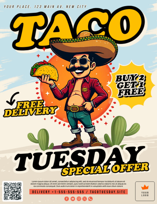 Taco Tuesday Flyer ใบปลิว (US Letter) template