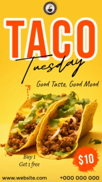 Taco Tuesday Menu Flyer Affichage numérique (9:16) template