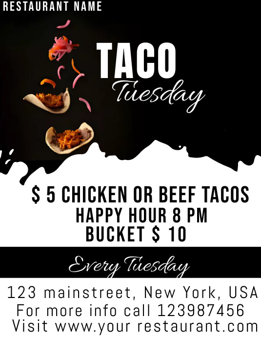 Taco Tuesday poster Flyer (US Letter) template