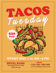 Taco Tuesday Poster Template – Mexican Food Night Restaurant Promo Design Flyer (US-Letter)