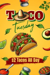 Taco Tuesday Promotion Poster Cartaz template