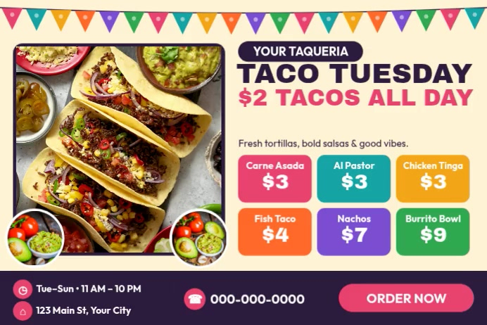 Plantilla de Taco Tuesday Restaurant Poster | PosterMyWall