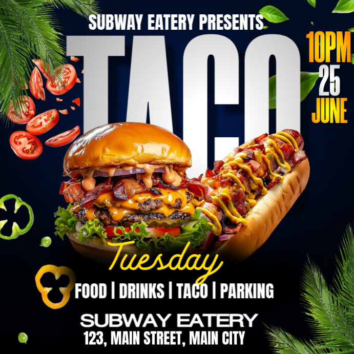 taco tuesday resturant party Iphosti le-Instagram template