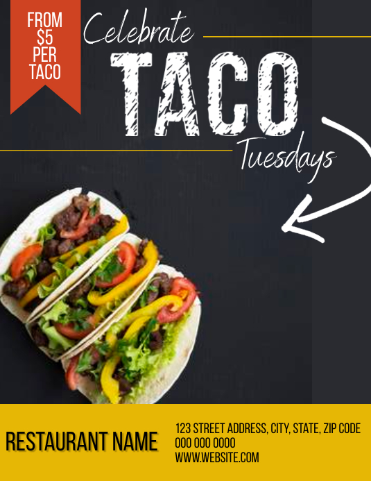 Taco Tuesdays Restaurant Flyer Template Iflaya (Incwadi ye-US)