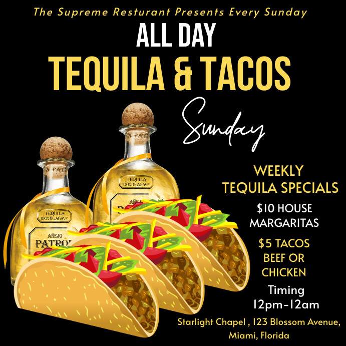 TACOS & TEQUILA Instagram Post template