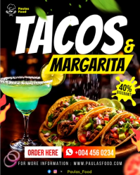 Black Tacos and Margarita Promotion Instagram Portrait Template