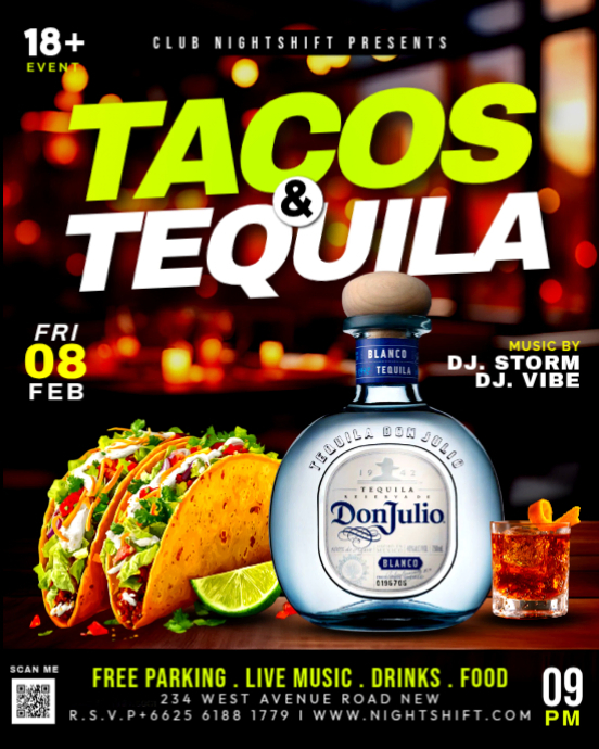 Copy of Tacos and Tequila taco tekilla mexican food restaurant party ...