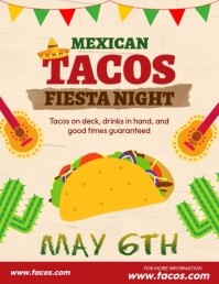 黄色 Mexican Fiesta Night Volantino Template