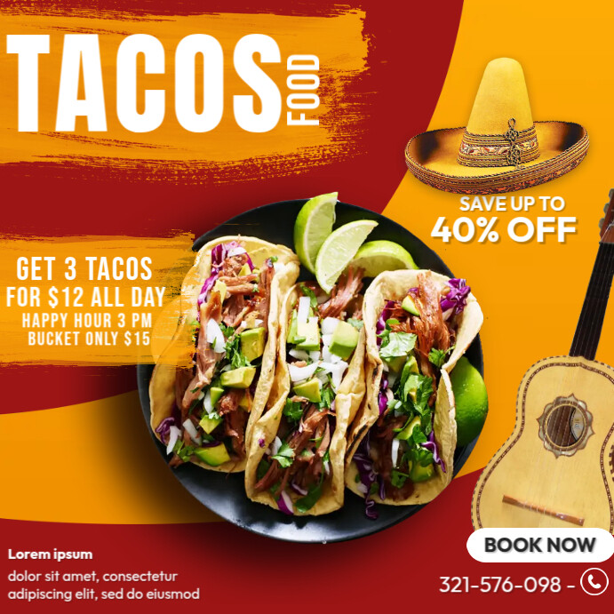 Tacos Food Menu Template | PosterMyWall