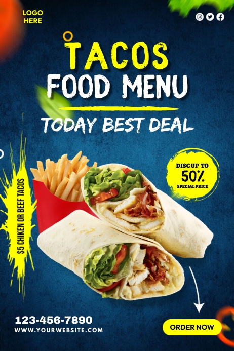 Tacos Menu Ads Template | PosterMyWall