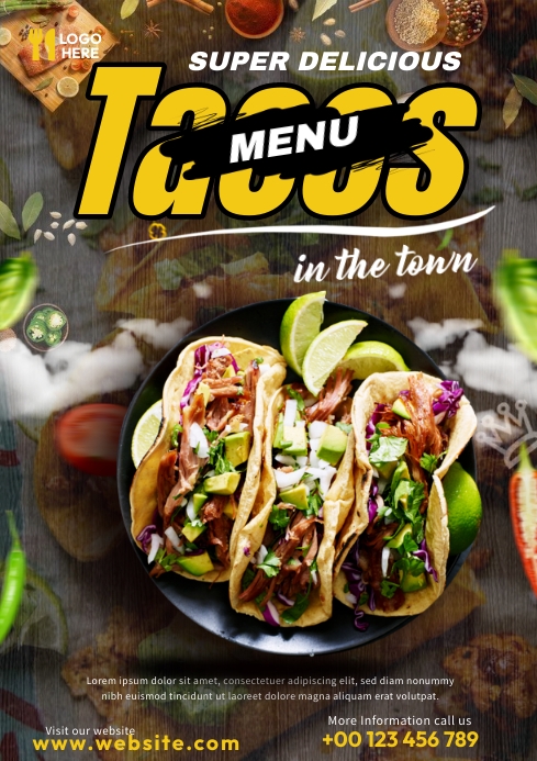 Tacos Menu Ads A4 template