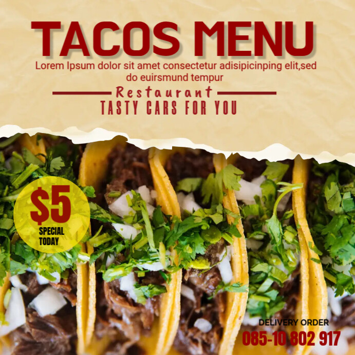 Tacos Menu Ads Template | PosterMyWall
