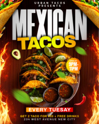 สีดำ Mexican Tacos Instagram Portrait Template