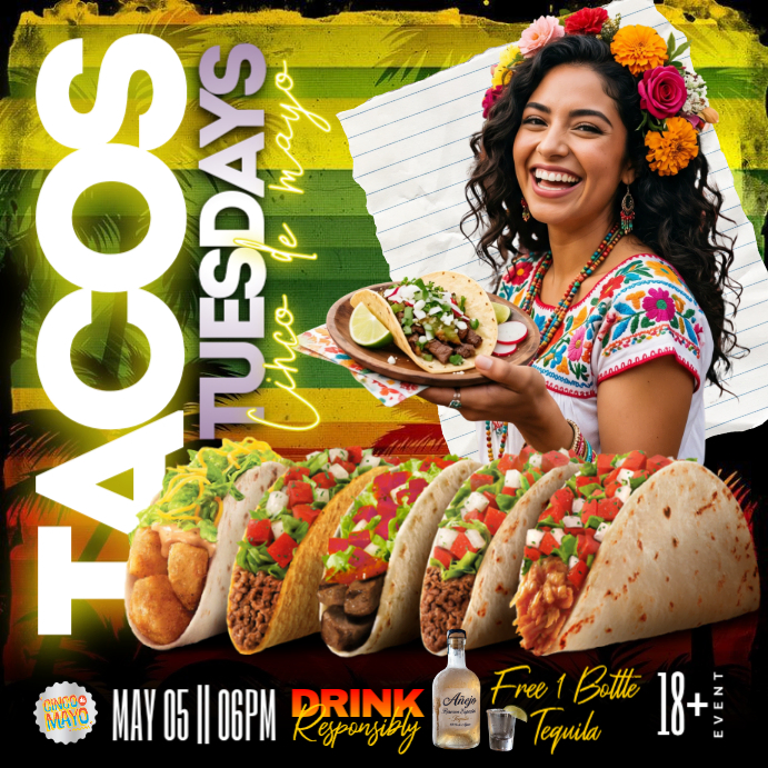 Taco Tuesday Races Tacos tuesdays Template | PosterMyWall