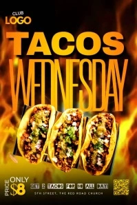 Tacos Wednesday Party Poster template