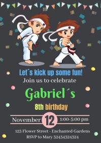 Taekwondo Birthday Invitation, A6 template