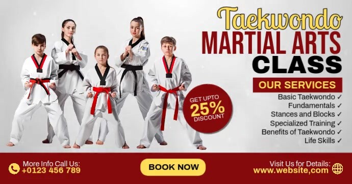 Taekwondo Martial Arts Class Facebook Gedeelde Prent template