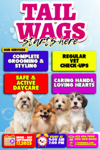 Tail Wags Petcare Service Flyer Poster template