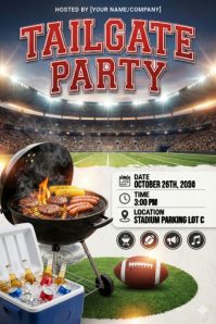Tailgate Party Flyer Template | Game Day BBQ & Football Event Poster Plakat