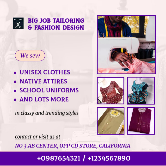 Tailoring and Fashion Design Flyer Instagram na Post template