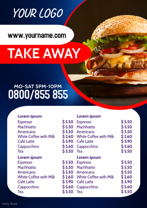 Take Out Away Fast Food Truck Menu Template | PosterMyWall