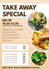 Take away Flyer Poster Food Delivery Advert A4 template