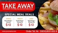 Take Away Out Fast Food Truck Menus Cover Видеообложка профиля Facebook (16:9) template