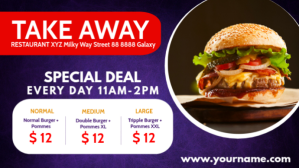 Purple Restaurant Special Deals Facebook Cover Video Template