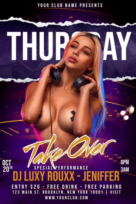 Take Over Party Poster template