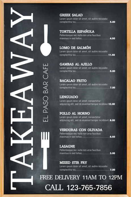 Takeaway Delivery Menu Template Postermywall
