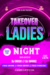 Takeover ladies night poster template