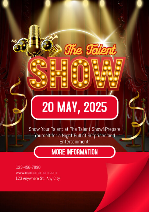 the perfect solution. display your talents with... Red Talent Show A4 Template | PosterMyWall