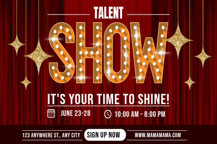 Red Talent Show Labels Template | PosterMyWall
