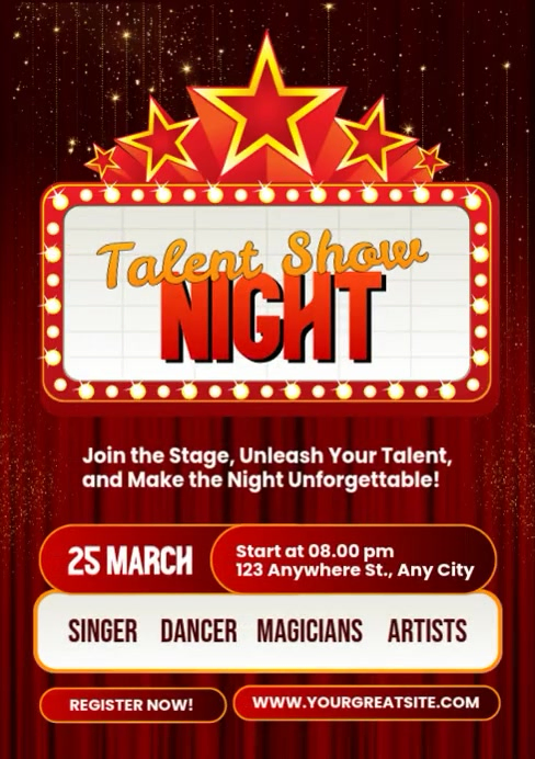 Red Talent Show A4 Template | PosterMyWall