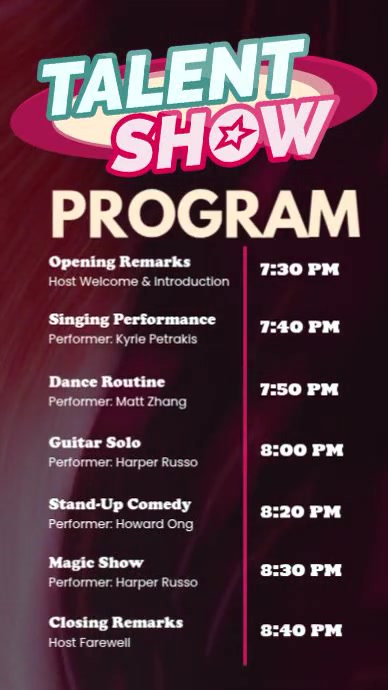 Talent Show Program Flow Indaba yaku-Instagram template
