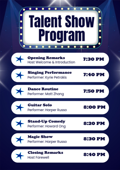 Talent Show Program Flyer Template | PosterMyWall
