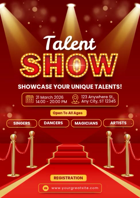 Red Talent Show A4 Template | PosterMyWall