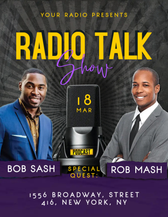 Black Radio Talk Show Flyers Template | PosterMyWall