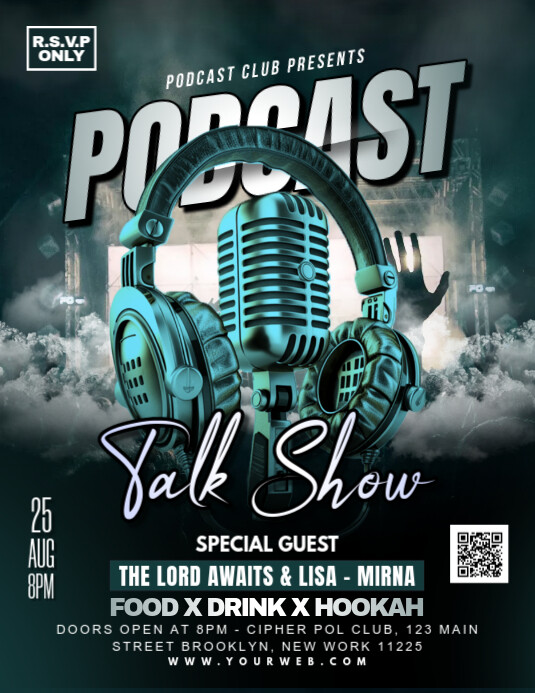 Talk Poster Examples Talk Show Podcast Banner Poster Template | PosterMyWall