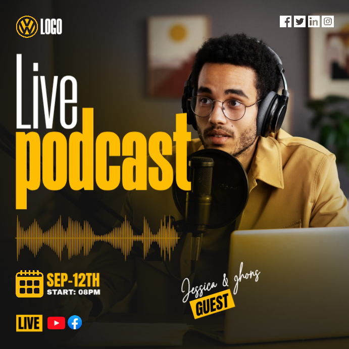 Talk Show Podcast Post Instagram template