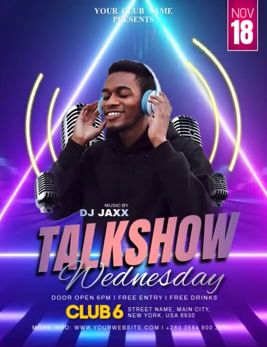 Talkshow Purple Video Design Pamflet (Letter AS) template
