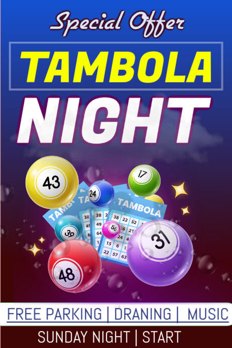 Tambola Game | Tambola Night Game | The Grand Tambola Night Plakkaat template