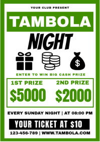 Tambola Game | Tambola Night Game | The Grand Tambola Night A4 template
