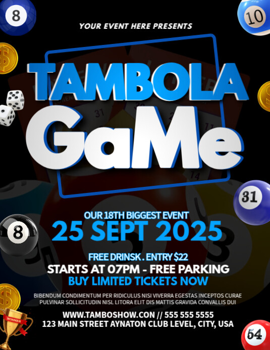 Tambola Game Flyer (US Letter) template